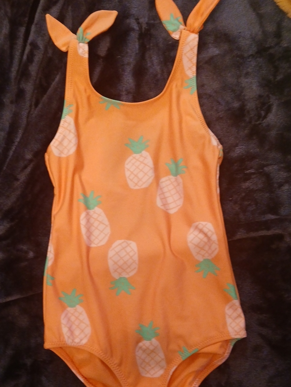 H&M Girls Orange Pineapple Print One-Piece Swimsuit 5t/6